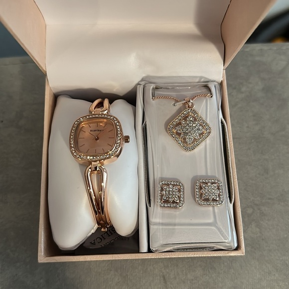 Rose Gold Stainless Steel Jewelry Set by Ellen Tracy - Picture 7 of 7